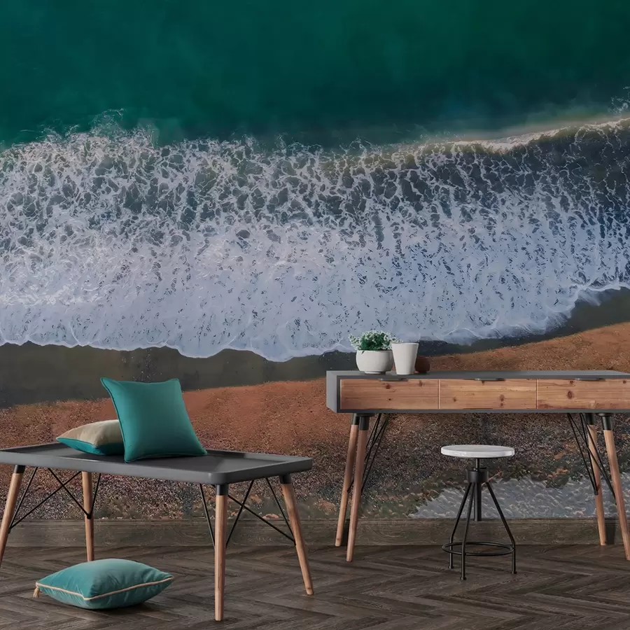 fototapet Ocean valuri, plaja, aer fotografie, realism, vara w04095