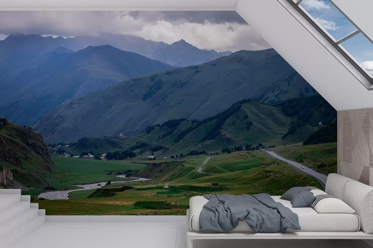 fototapet Georgia peisaje, munți, drum călătorie, realism w04097