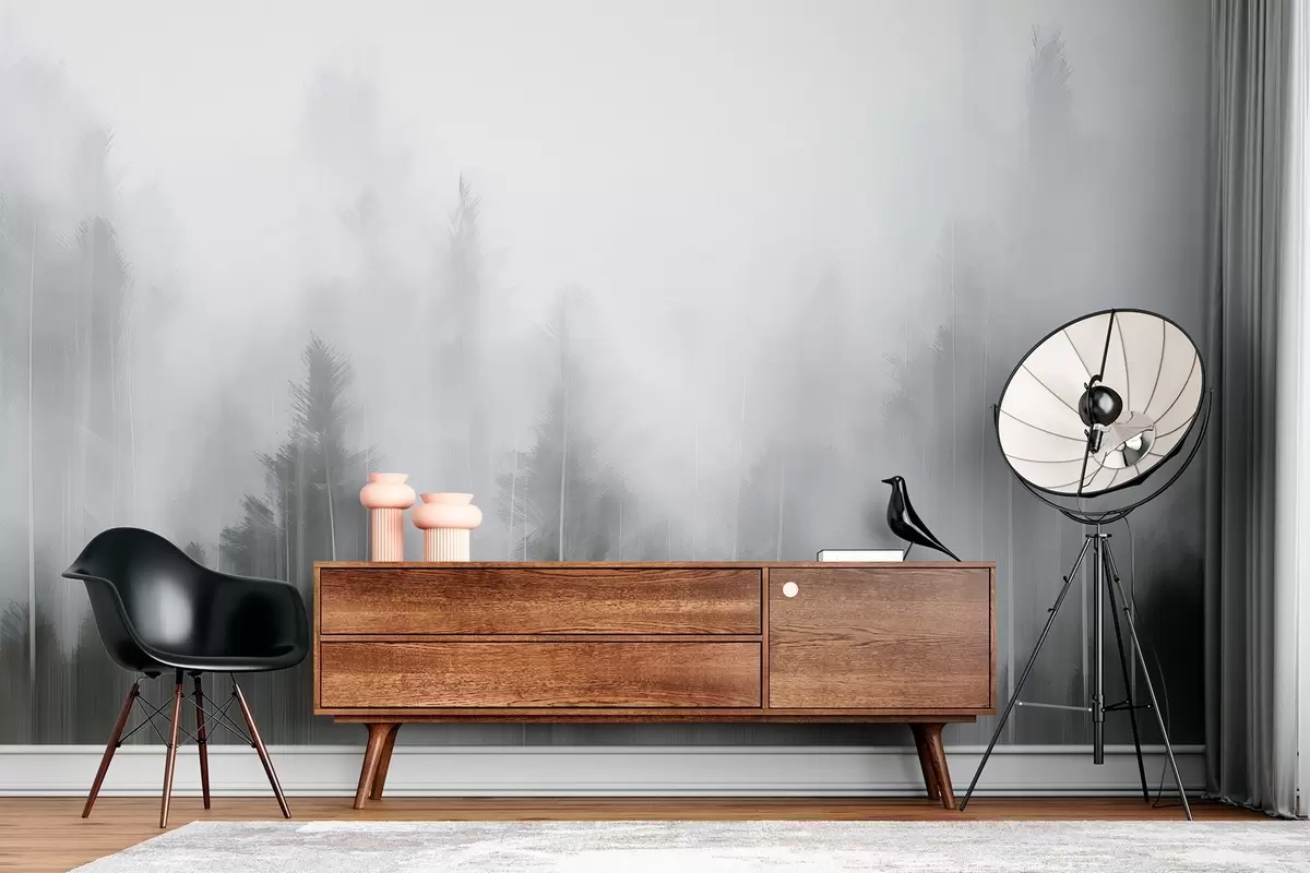 fototapet Pictura de imitație a pădurii de conifere w04104