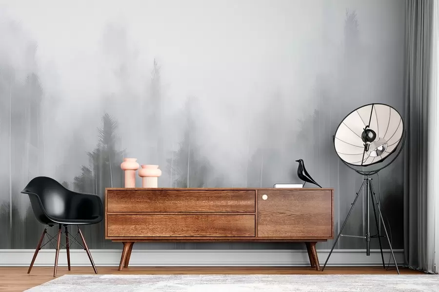 fototapet Pictura de imitație a pădurii de conifere w04104