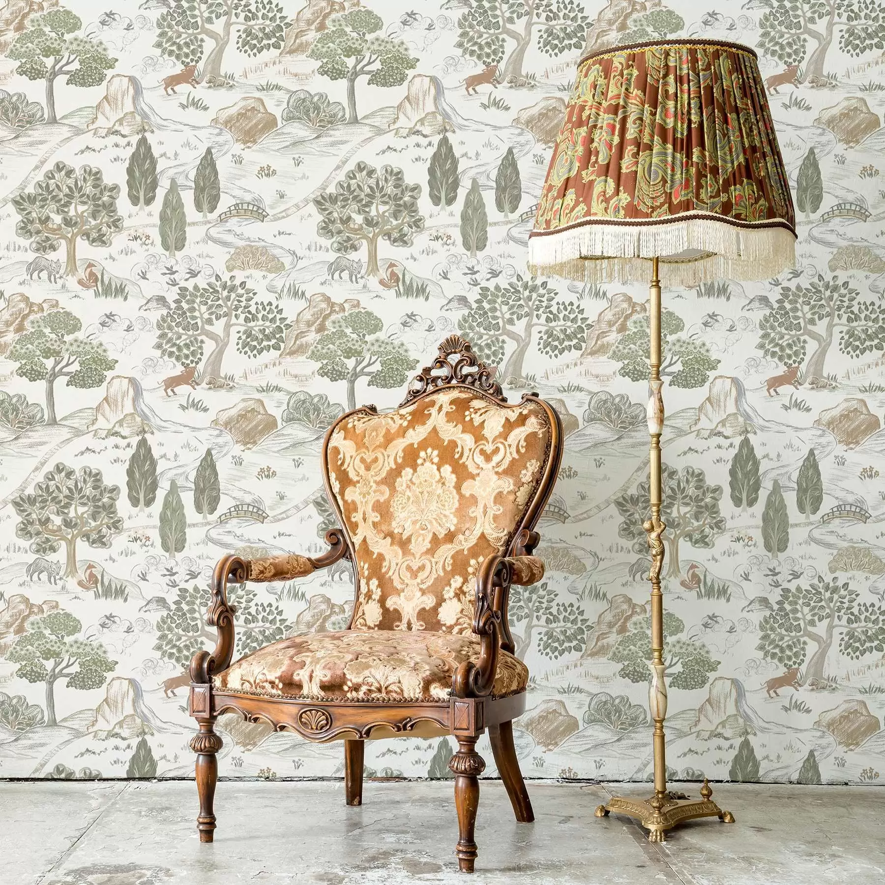 fototapet Harta de basm a naturii cu animale și copaci a00177