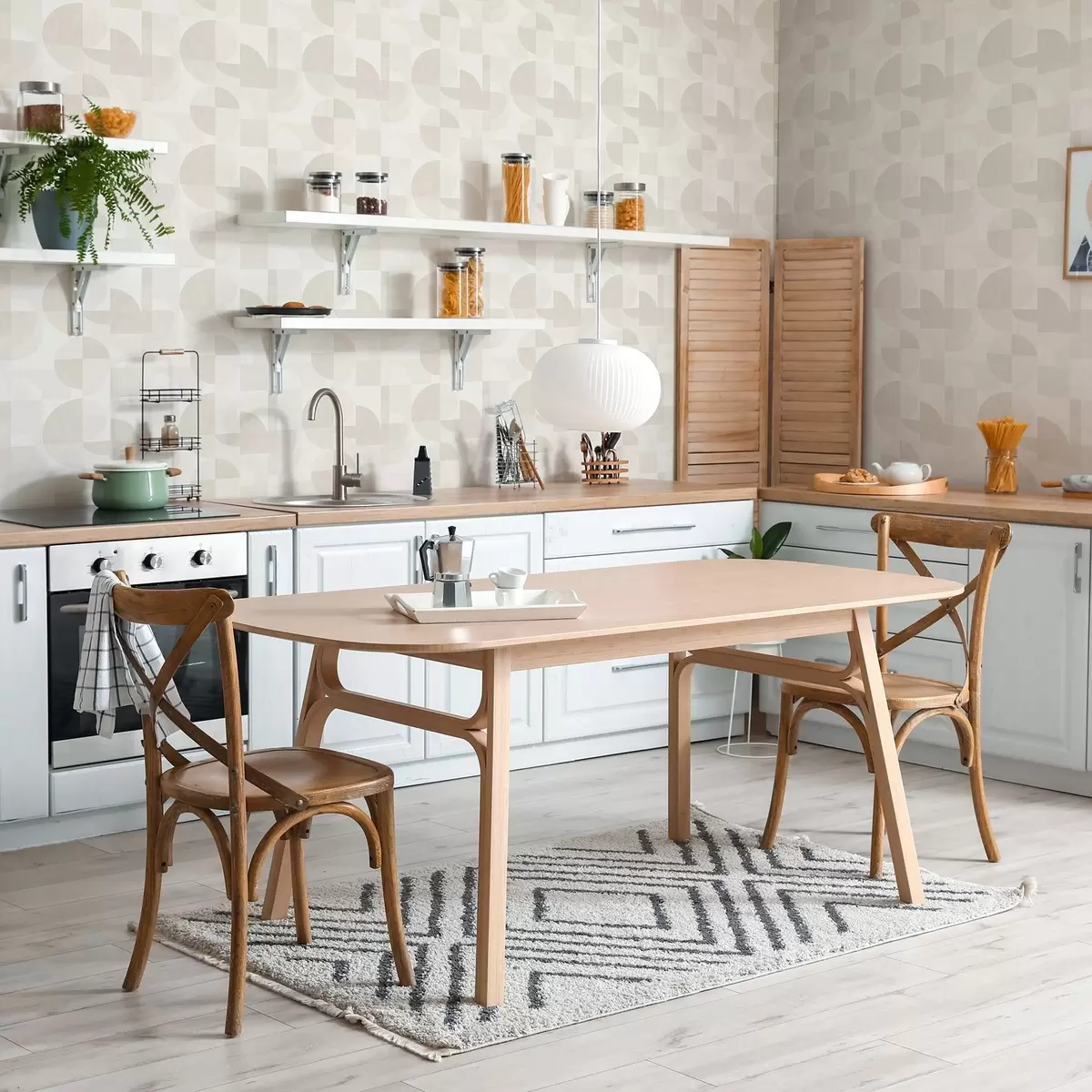 Wallpaper Geometrie minimalistă în paleta crem deschis a00189