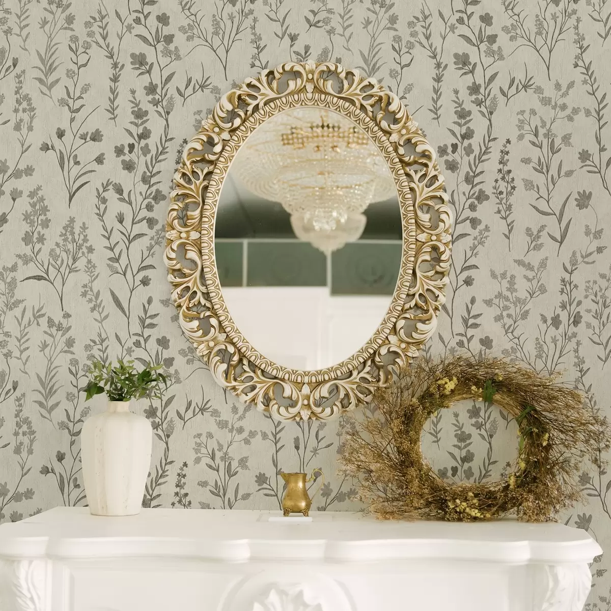 Wallpaper Ierburi monocrome de pajiște în stil vintage a00192