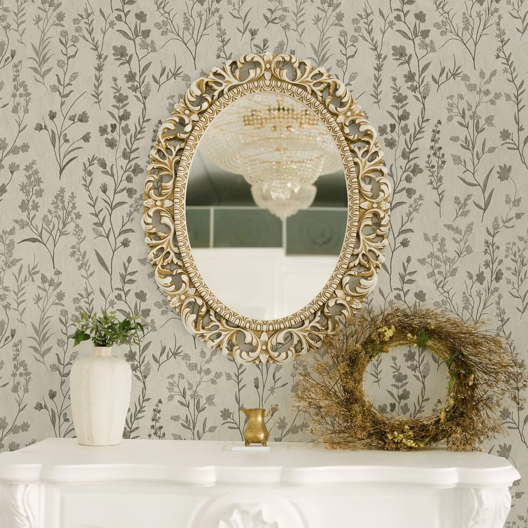 fototapet Ierburi monocrome de pajiște în stil vintage a00192