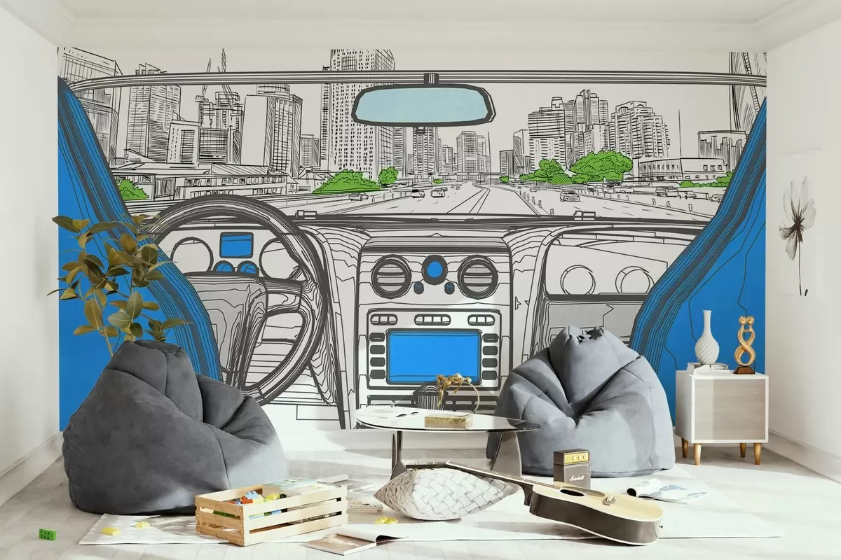 fototapet Vedere de contur de la o mașină w04109v1