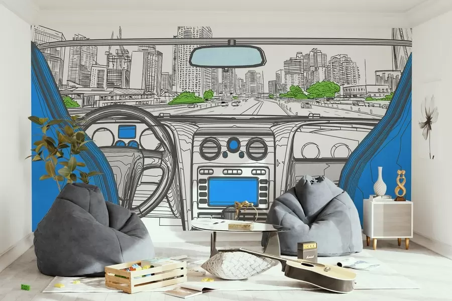 fototapet Vedere de contur de la o mașină w04109v1