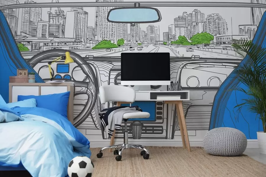 fototapet Vedere de contur de la o mașină w04109v1