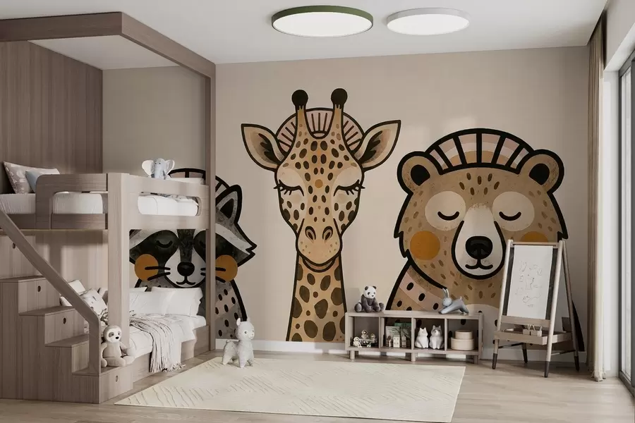 fototapet Animale desenate în stil acuarelă w04111