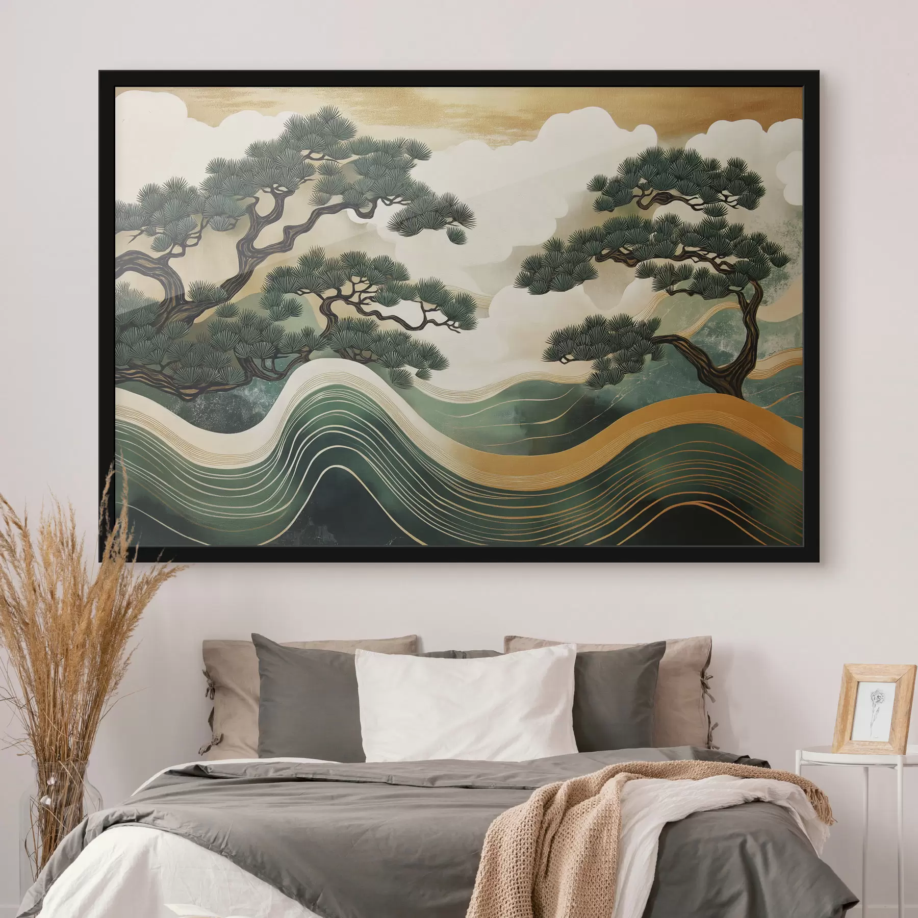 fototapet Peisaje abstracte cu pini, stil chinezesc f44720