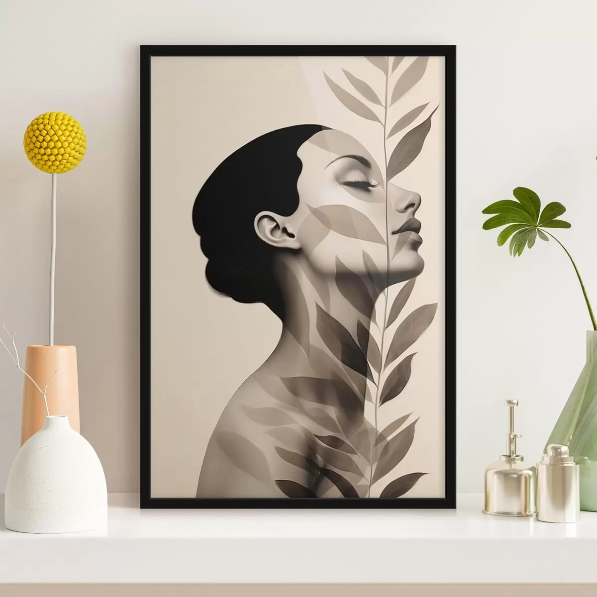 Poster Profil feminin cu model floral f44725