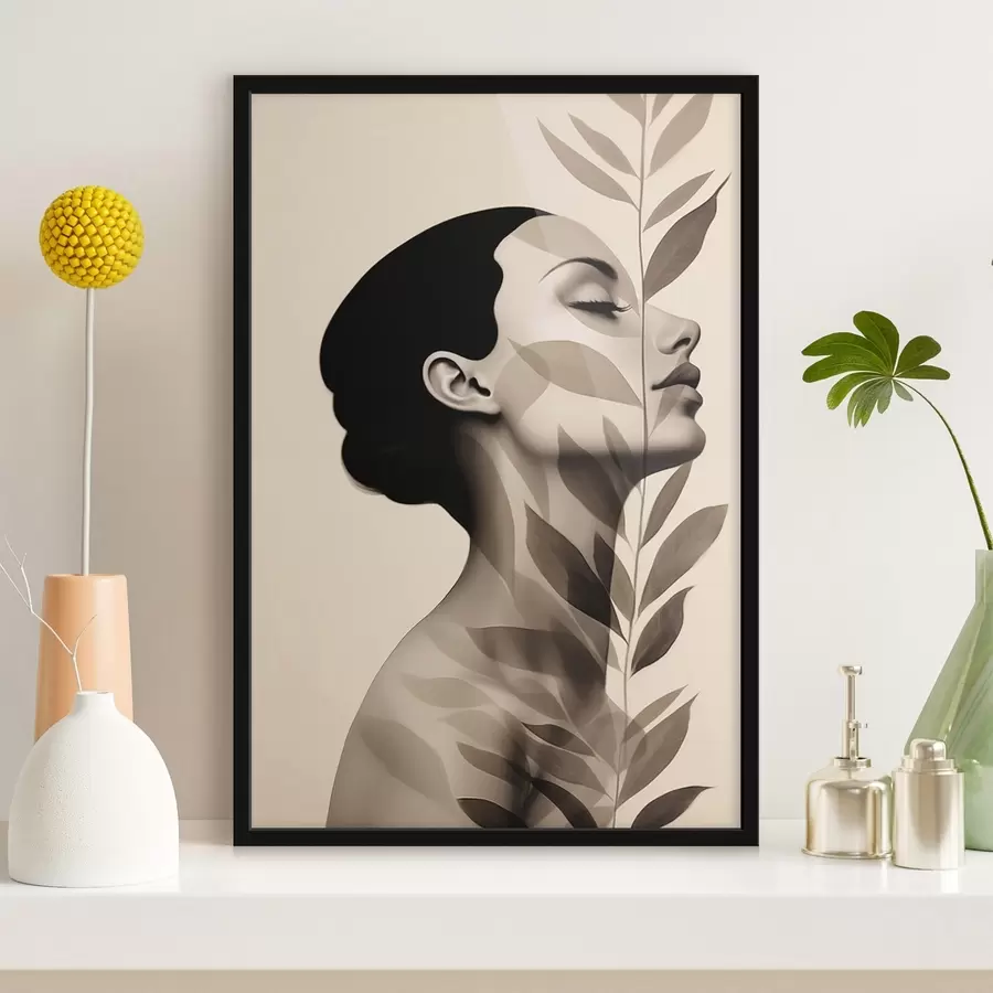 fototapet Profil feminin cu model floral f44725