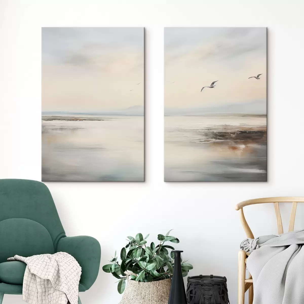 Tablouri Pescăruși pe plajă m00463