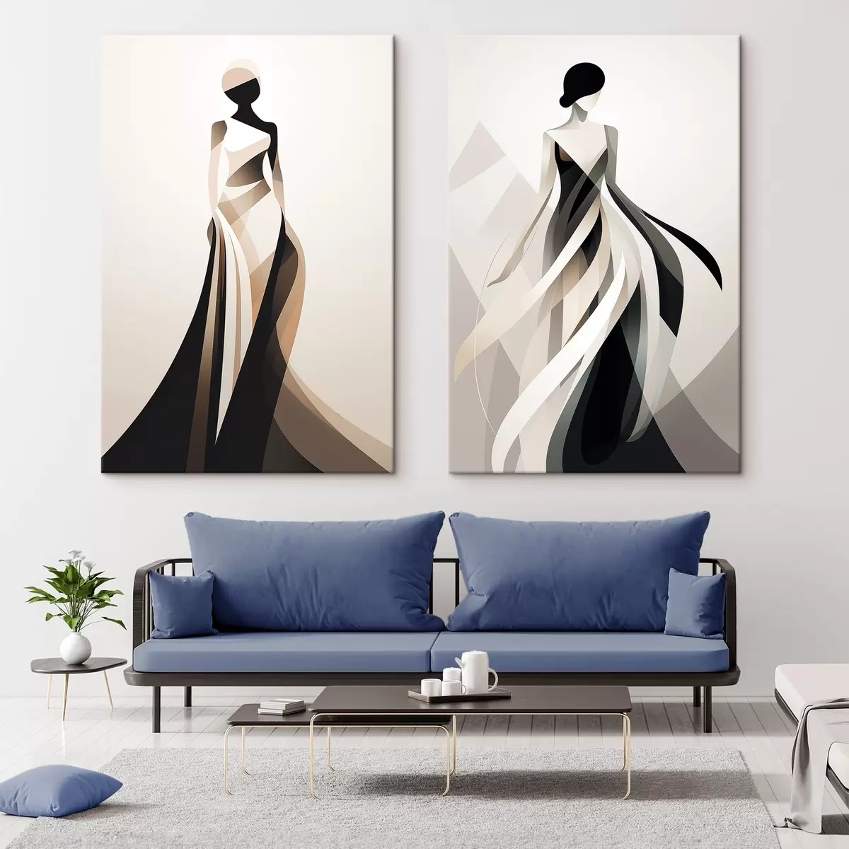 Tablouri Compoziție de siluetă în nuanțe deschise și închise m00465