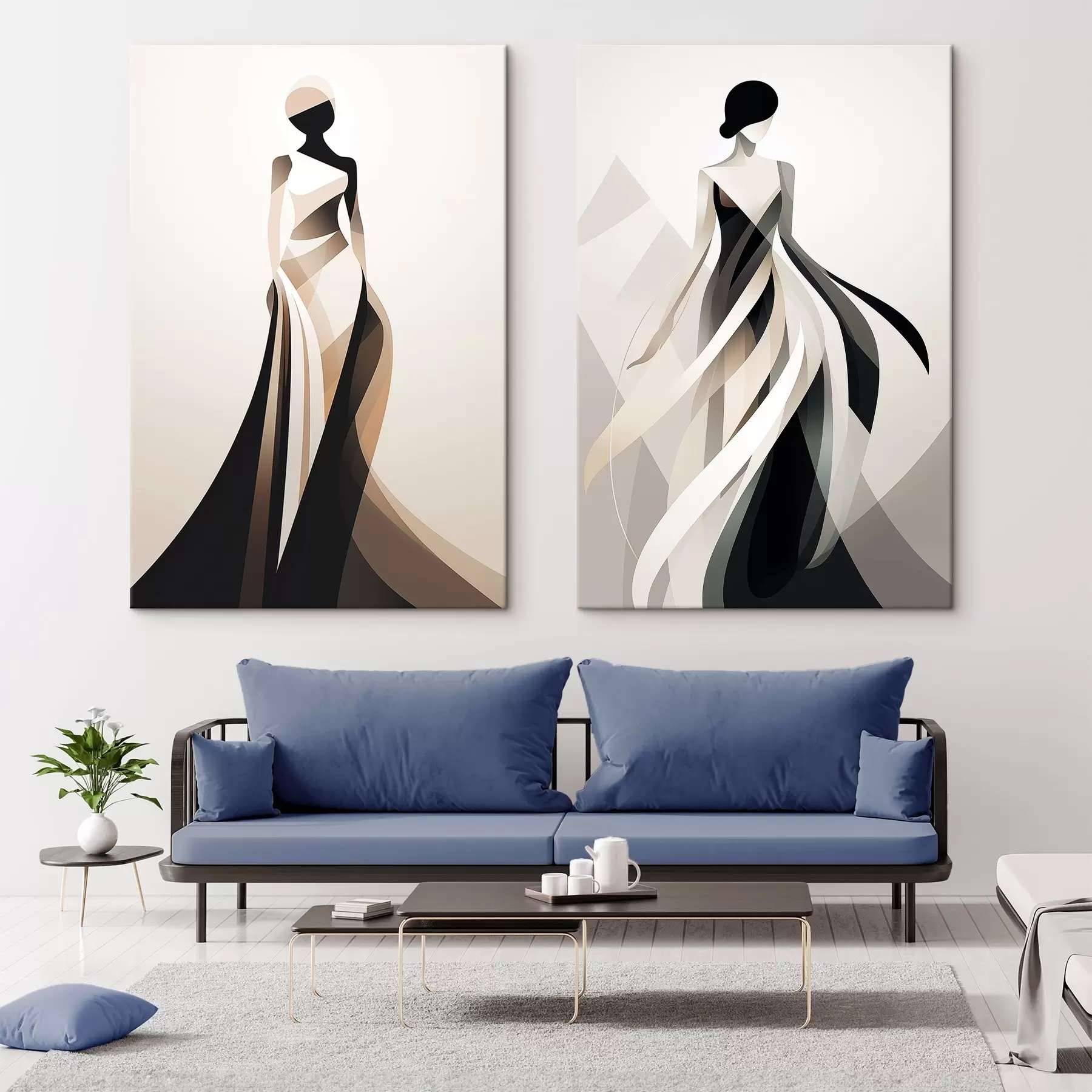 Tablouri Compoziție de siluetă în nuanțe deschise și închise m00465