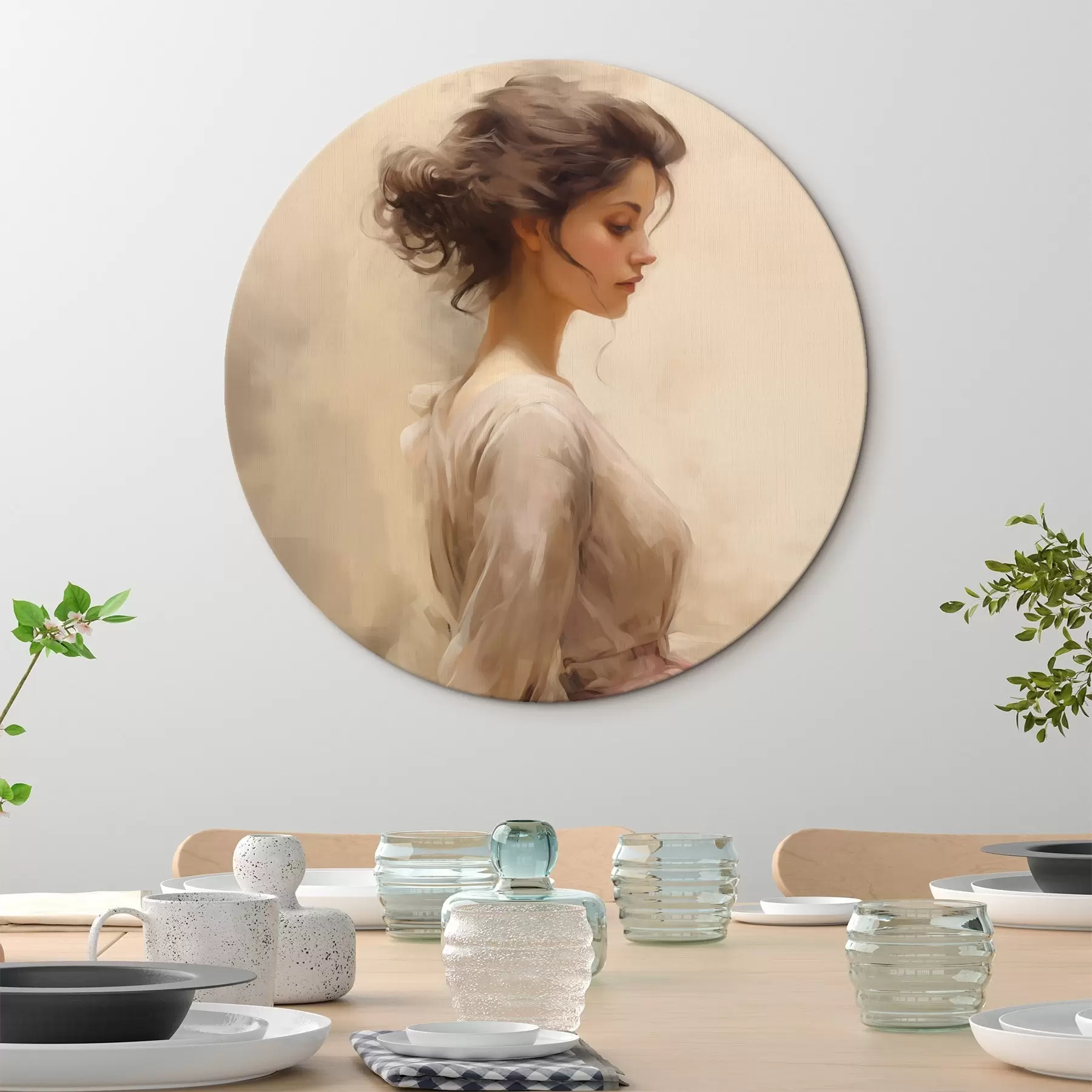 Tablouri Figura feminină blândă pe un fundal luminos r44752