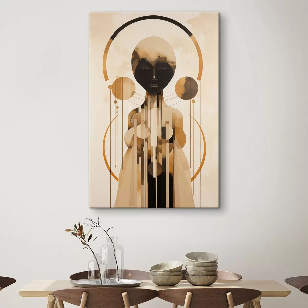 Tablouri Figura cu cercuri în paleta bej și maro s44747