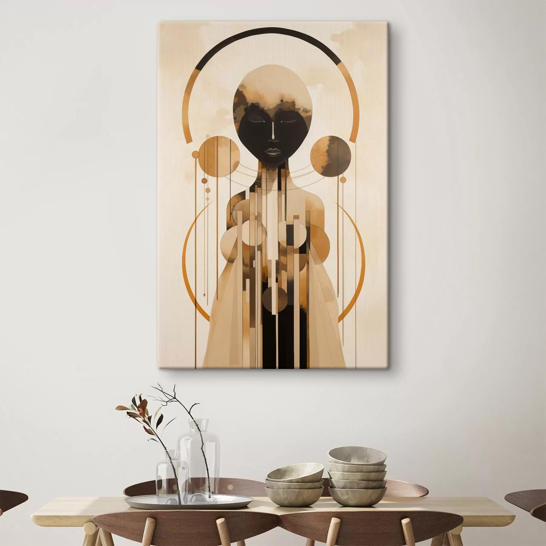 Tablouri Figura cu cercuri în paleta bej și maro s44747