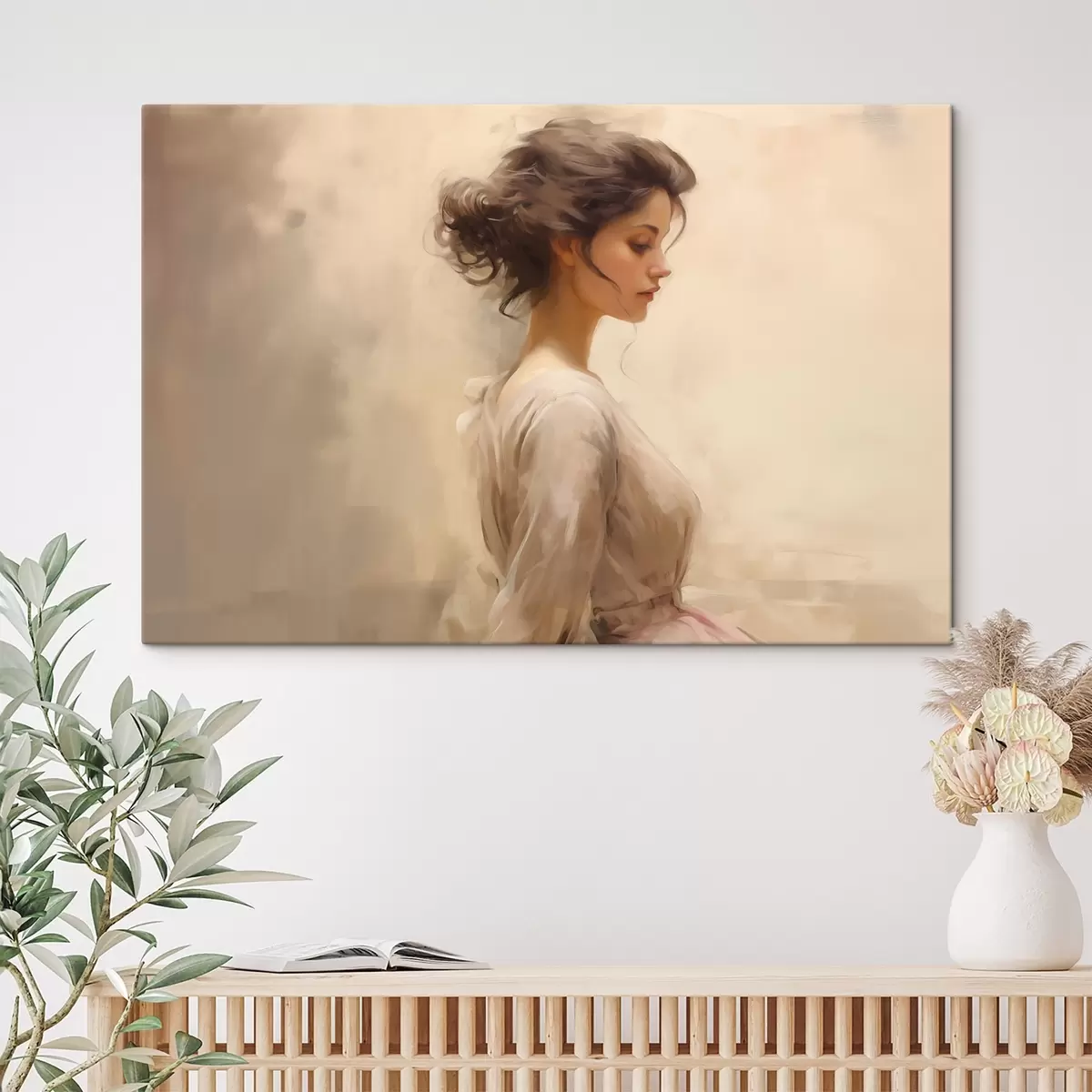 Tablouri Figura feminină blândă pe un fundal luminos s44752