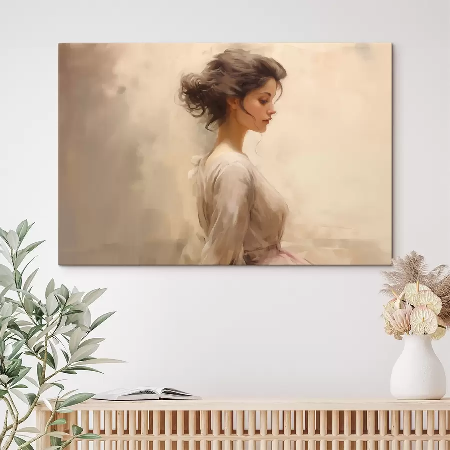 Tablouri Figura feminină blândă pe un fundal luminos s44752