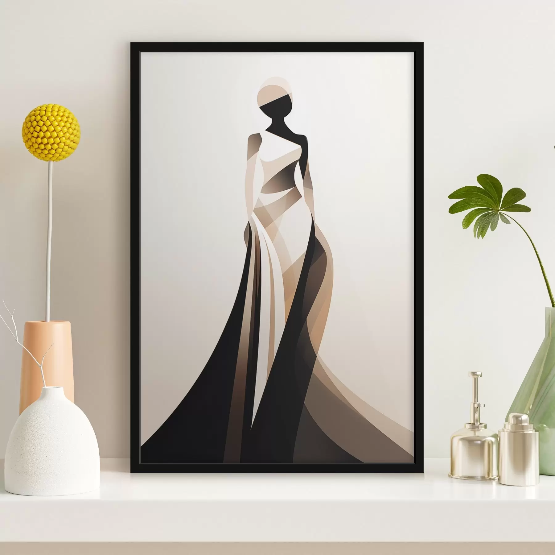 fototapet Siluetă feminină în tonuri de bej și negru f44749