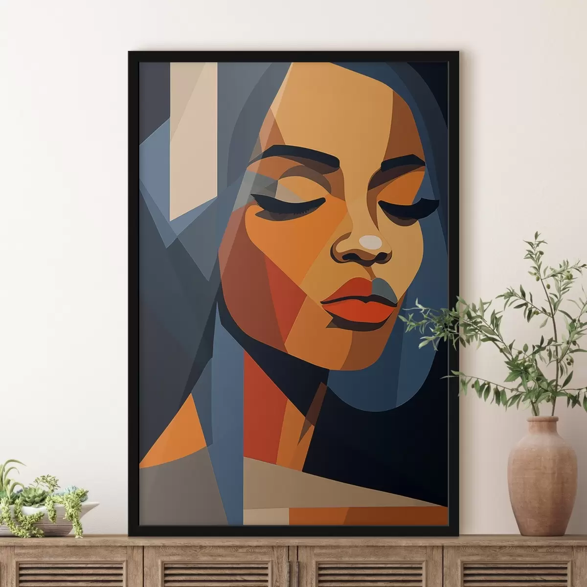 Poster Portret grafic cu ochii închiși f44760