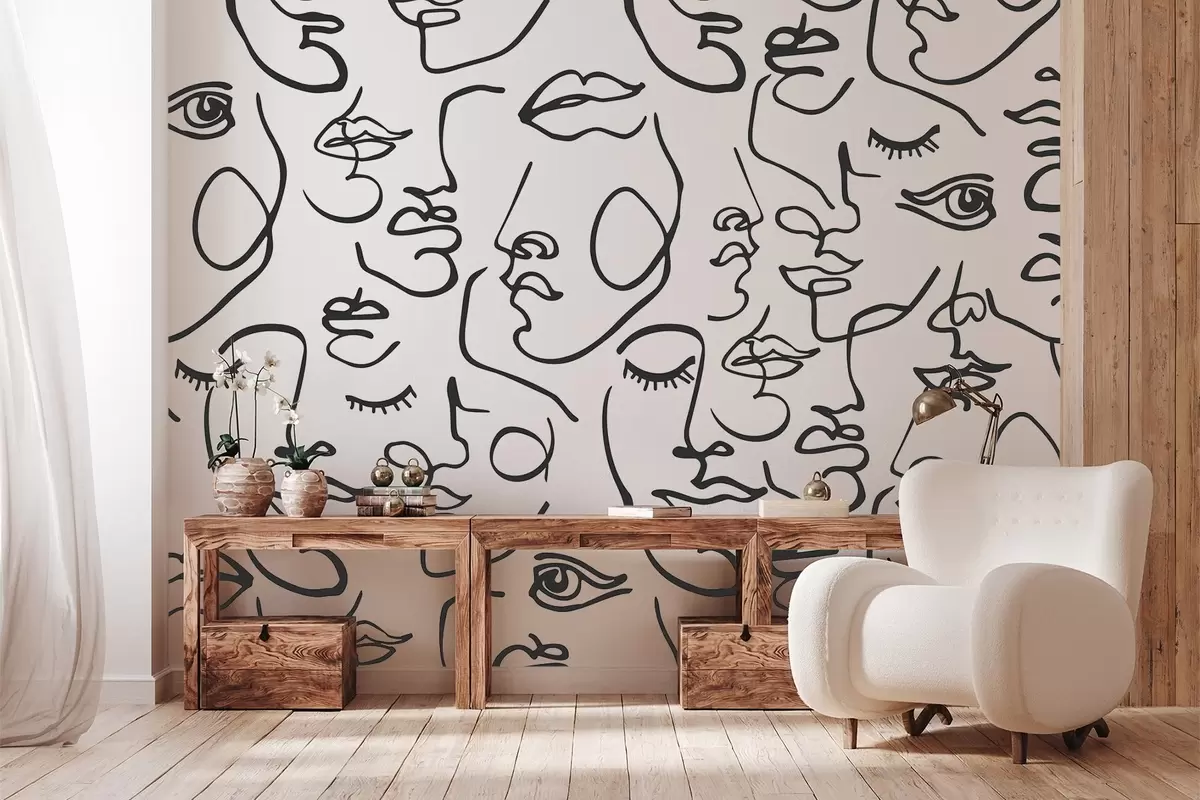 fototapet Fețe abstracte de culoare neagră w04121