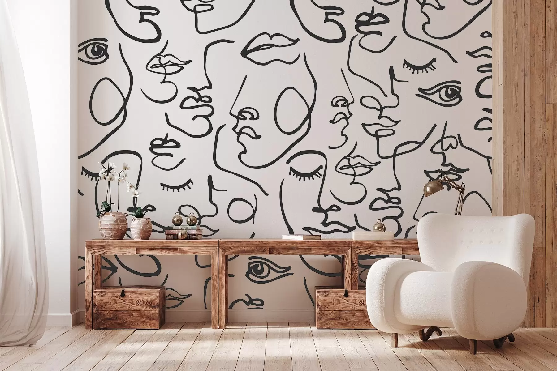 fototapet Fețe abstracte de culoare neagră w04121