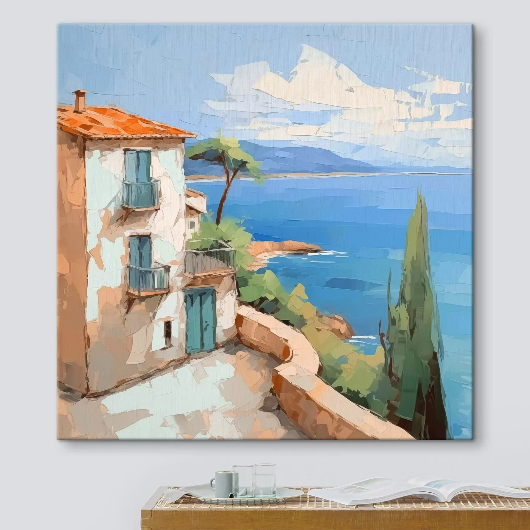 Tablouri Casa de lângă mare imitație de pictură s44767