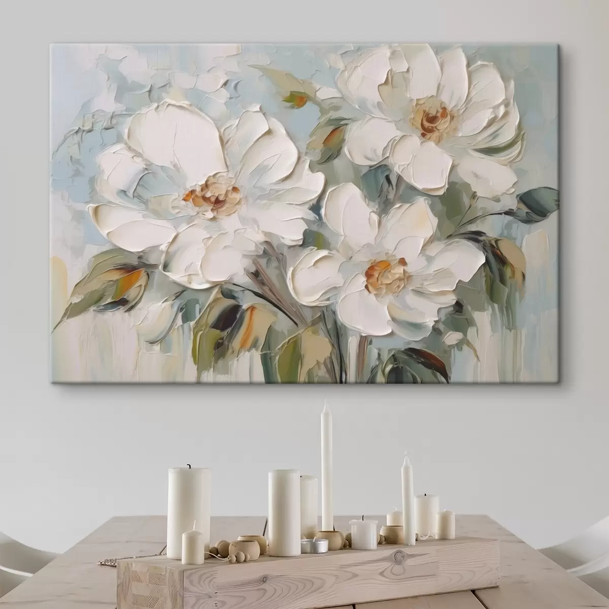 Tablouri Pictura imitație flori albe s44775