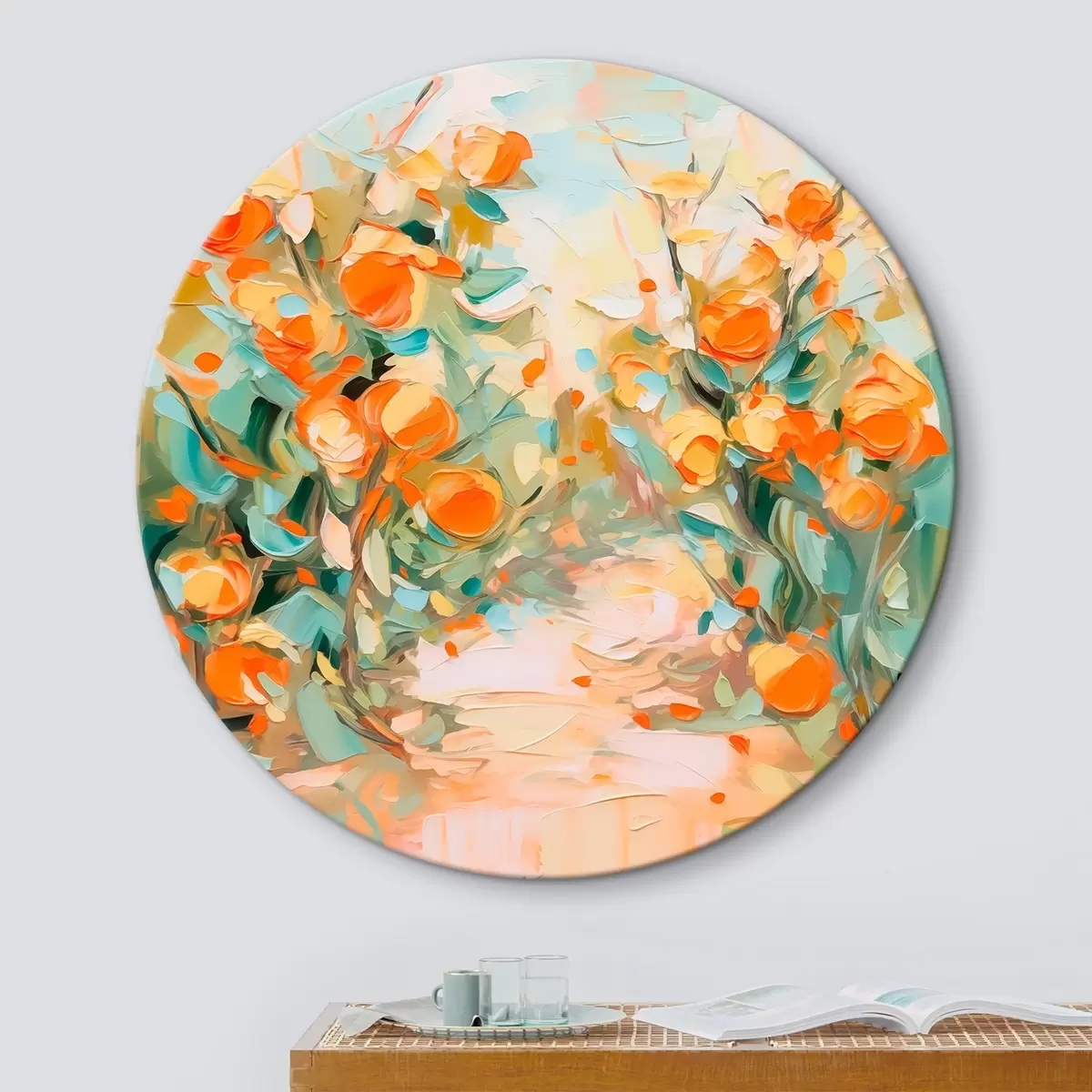 Picturi rotunde Pictura abstractă de imitație Orange Grove r44772