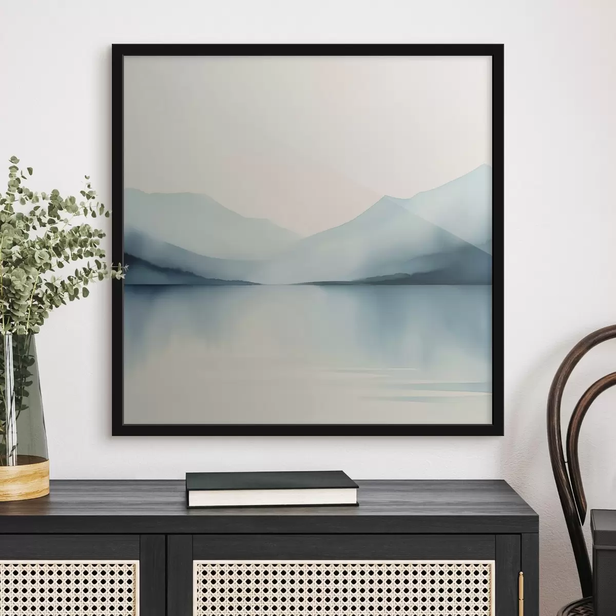 Poster Munții din spatele lacului imitație de acuarelă f44764