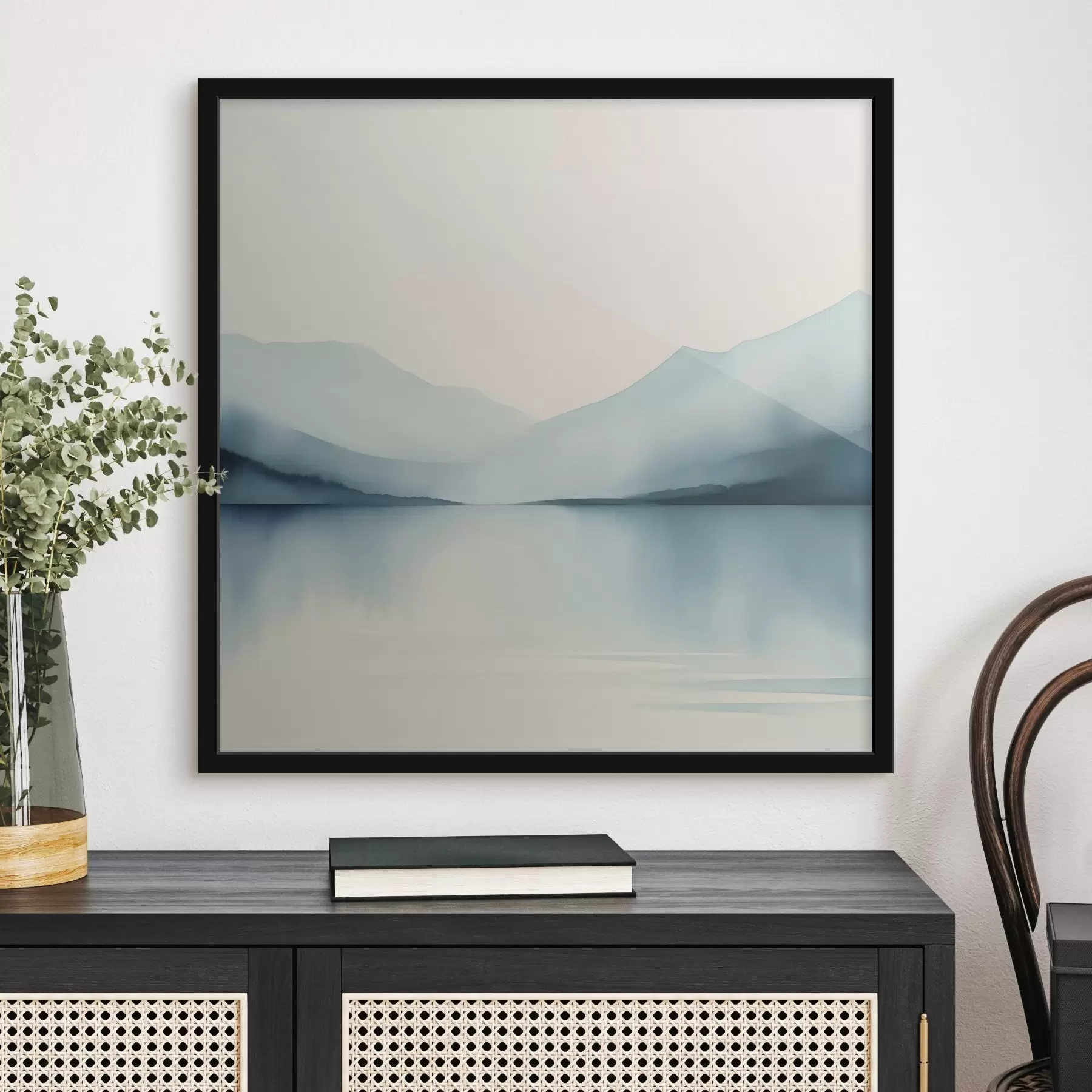 fototapet Munții din spatele lacului imitație de acuarelă f44764