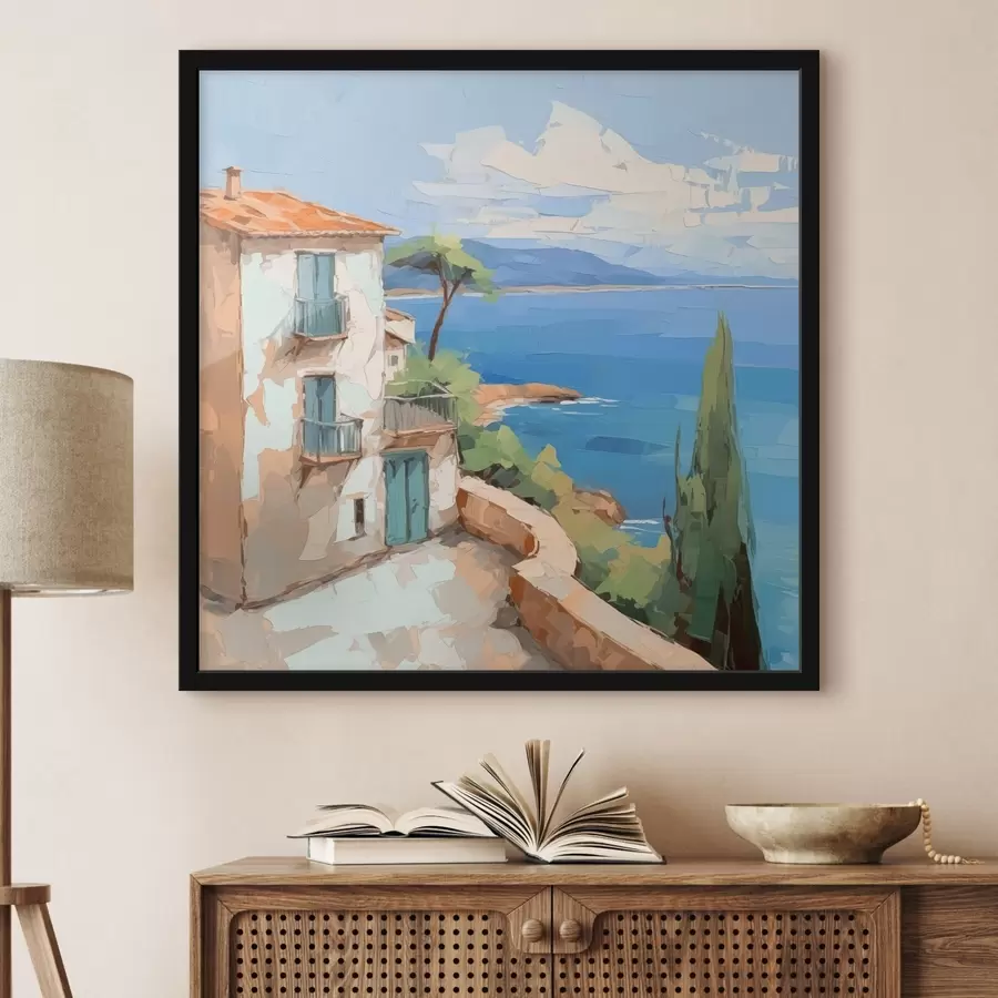 fototapet Casa de lângă mare imitație de pictură f44767