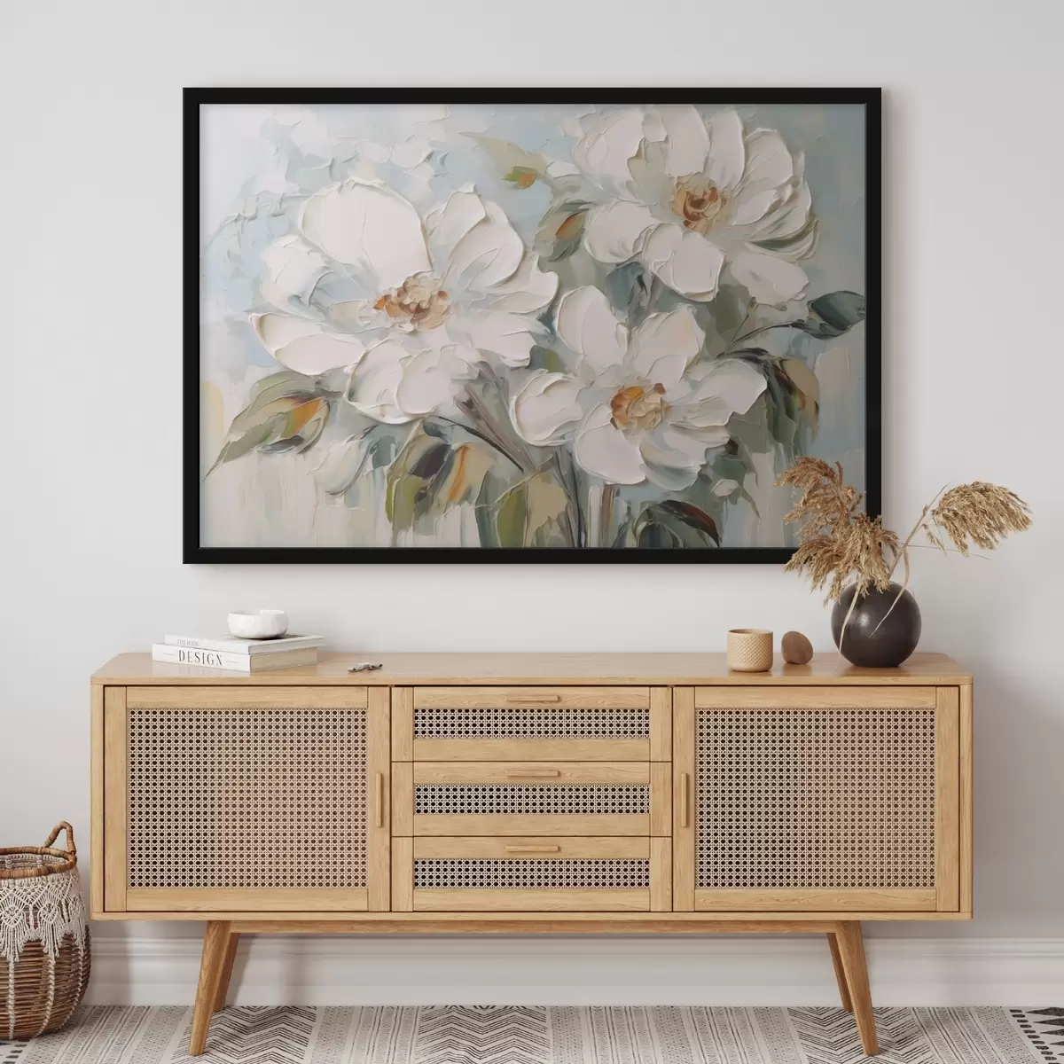 Poster Pictura imitație flori albe f44775