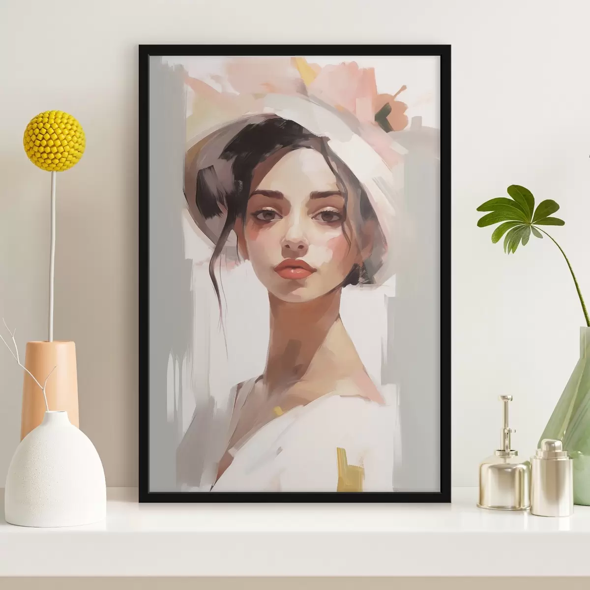 Poster Fata într-o pălărie imitație de pictura f44778