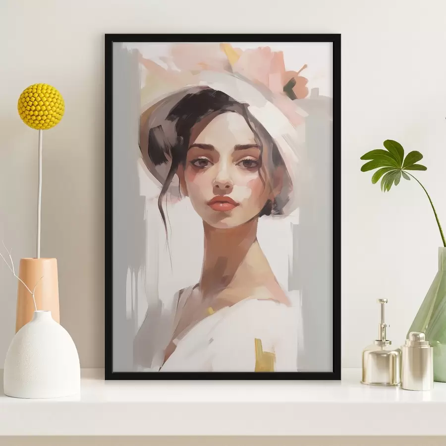 fototapet Fata într-o pălărie imitație de pictura f44778