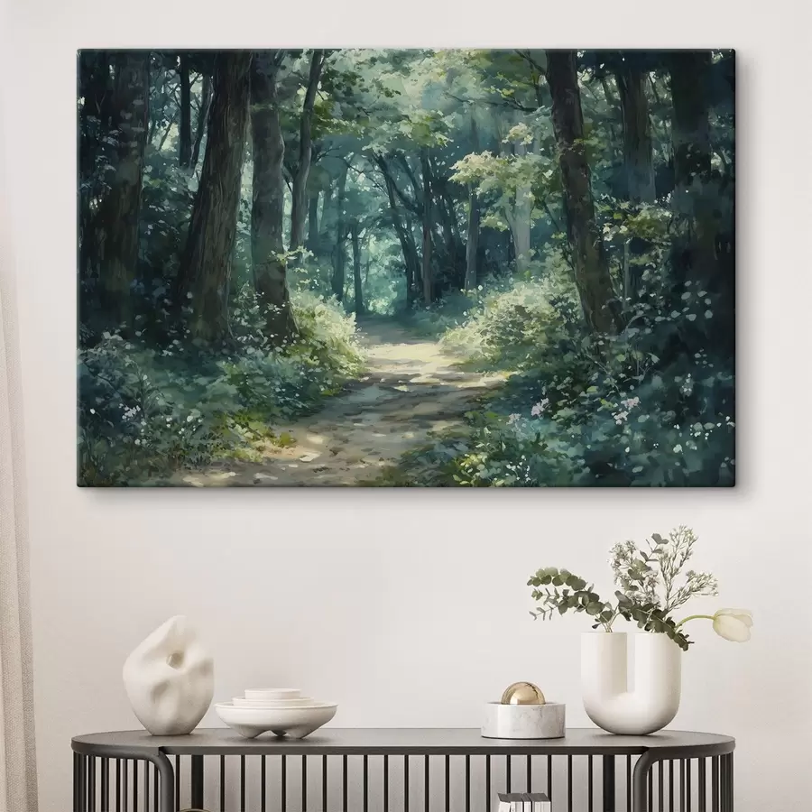 Tablouri Pădure verde cu copaci și lumina soarelui  s44784