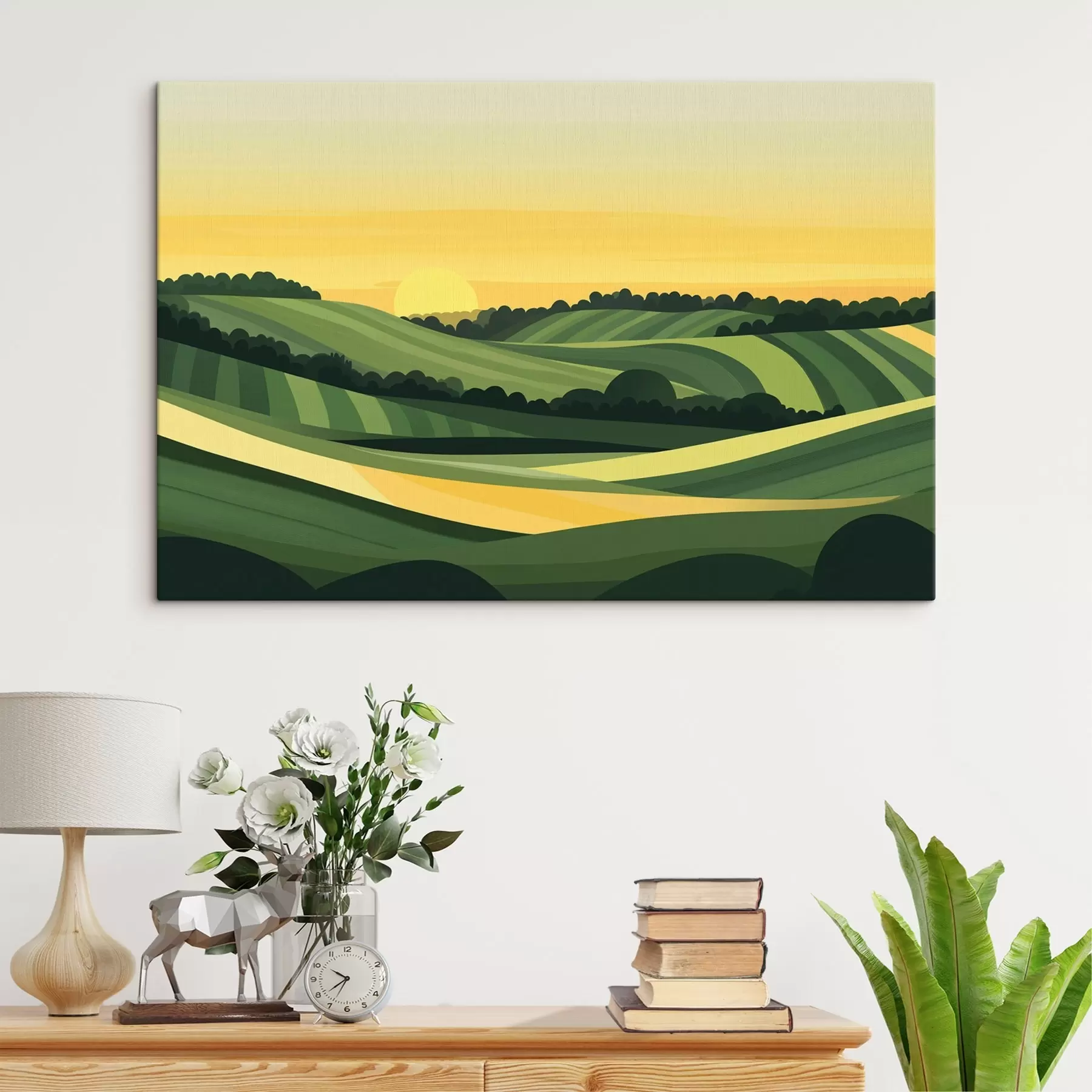 fototapet Peisaje abstracte cu dealuri și apus de soare  s44785