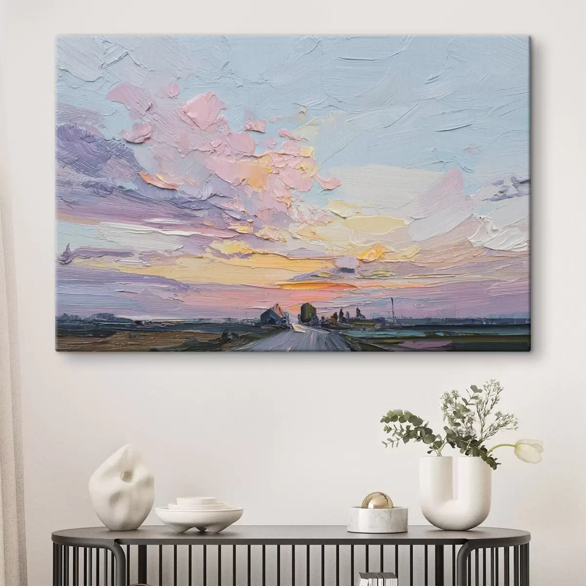 Tablouri Peisaje rurale în stilul ulei desen, apus de soare s44794