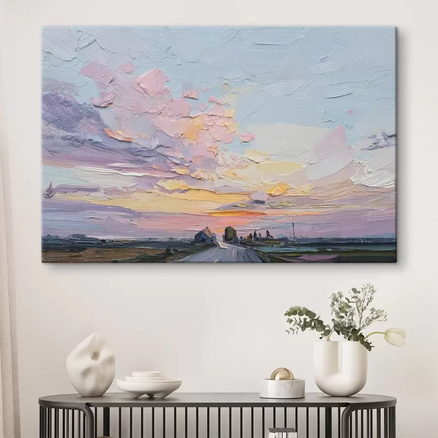 Tablouri Peisaje rurale în stilul ulei desen, apus de soare s44794