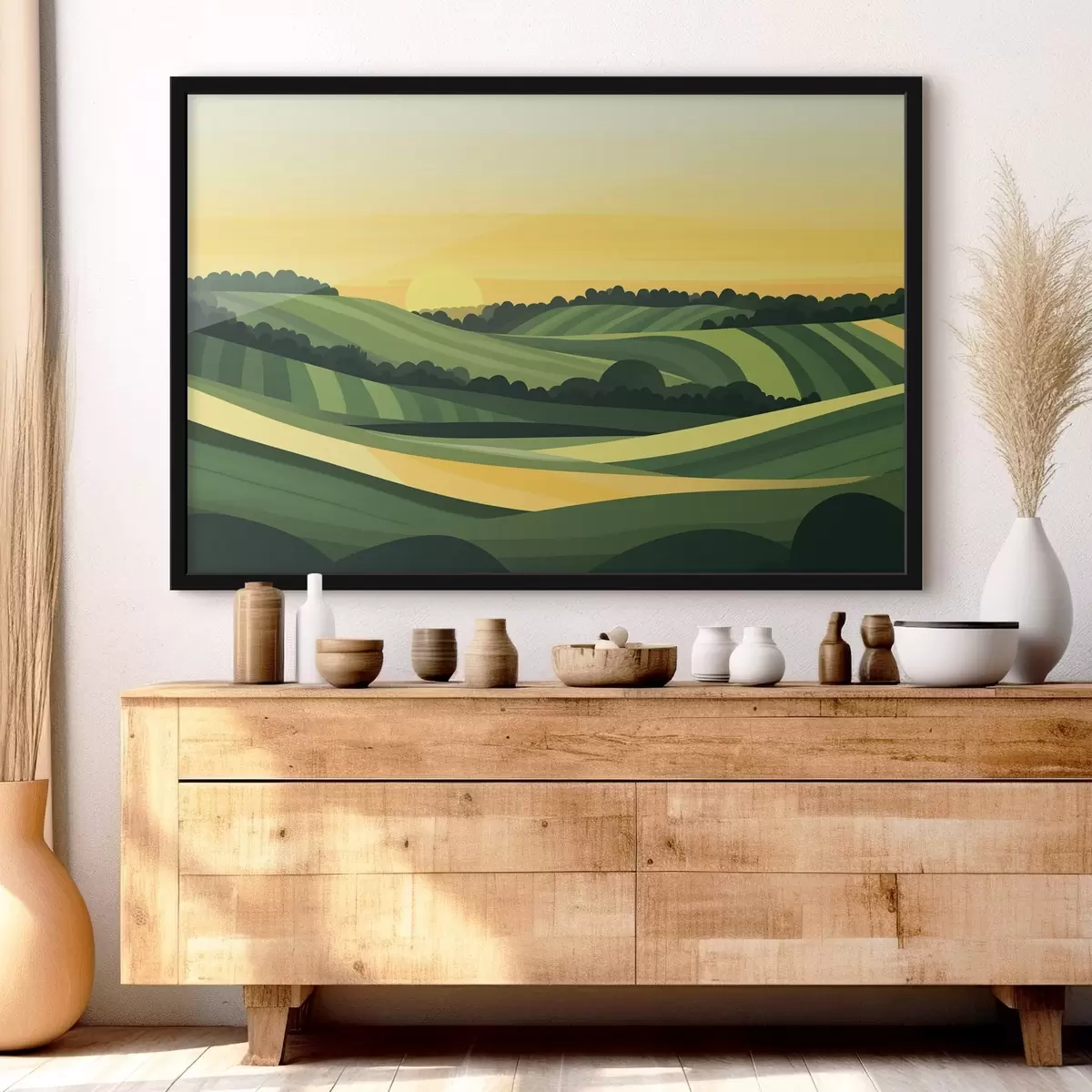 Poster Peisaje abstracte cu dealuri și apus de soare f44785