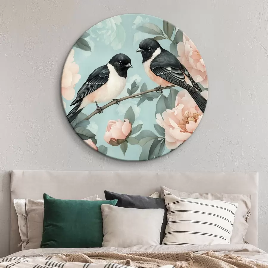 Tablouri Două păsări pe ramură cu bujori r44786