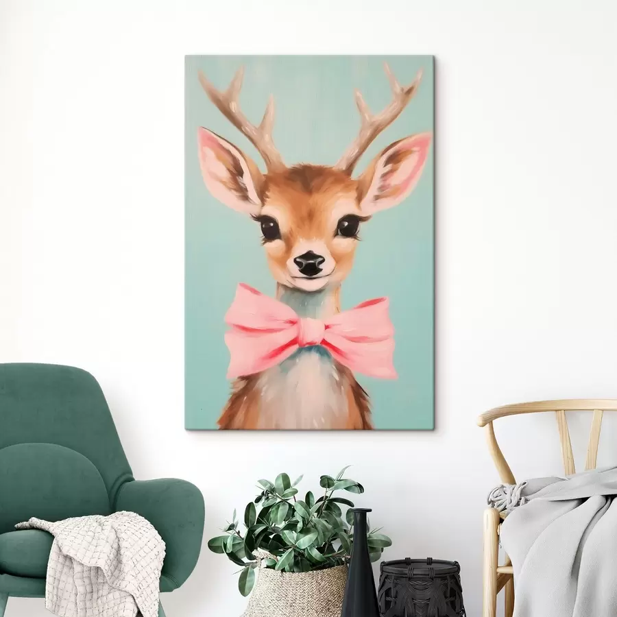 Tablouri Căprioară cu o fundă roz s44802