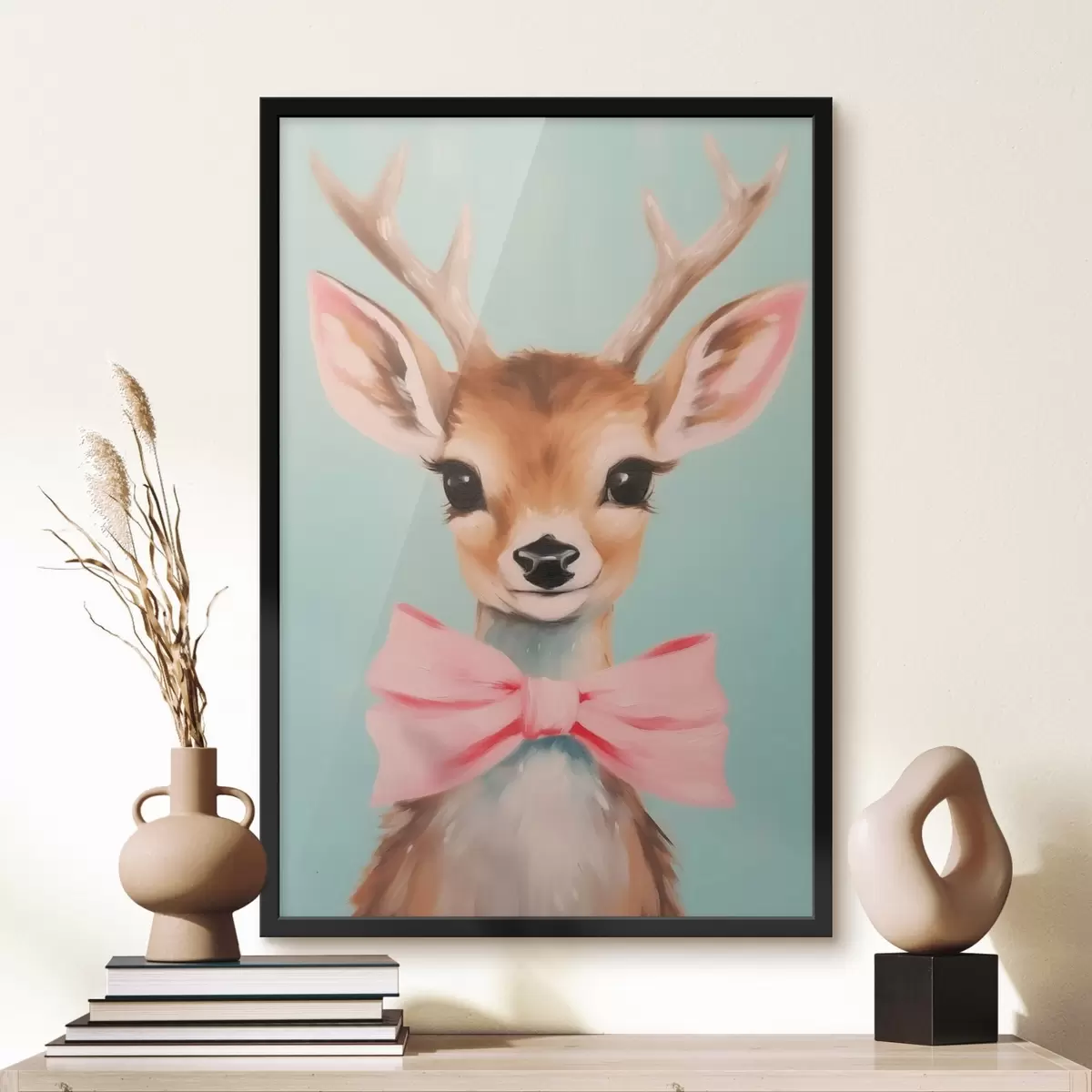 Poster Căprioară cu o fundă roz f44802