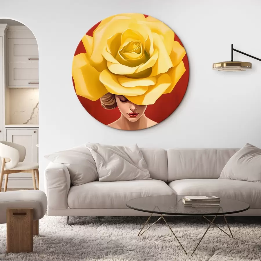 Tablouri Femeie cu o pălărie de trandafir galben r44800