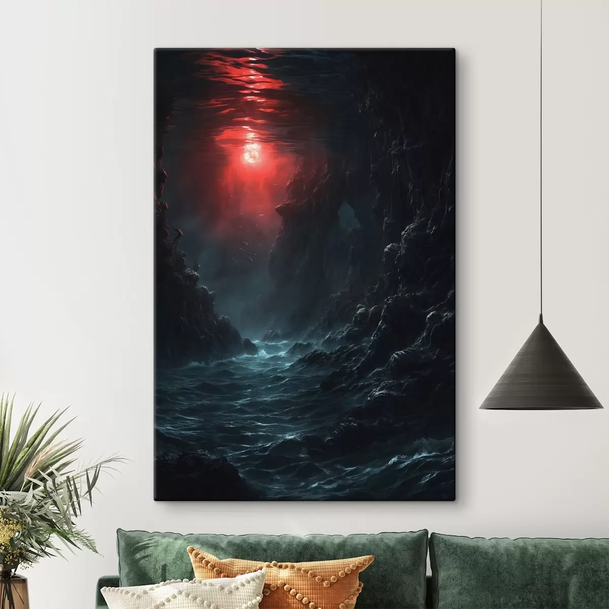 Tablouri Defileu marin întunecat cu lumină roșie de sus s44870