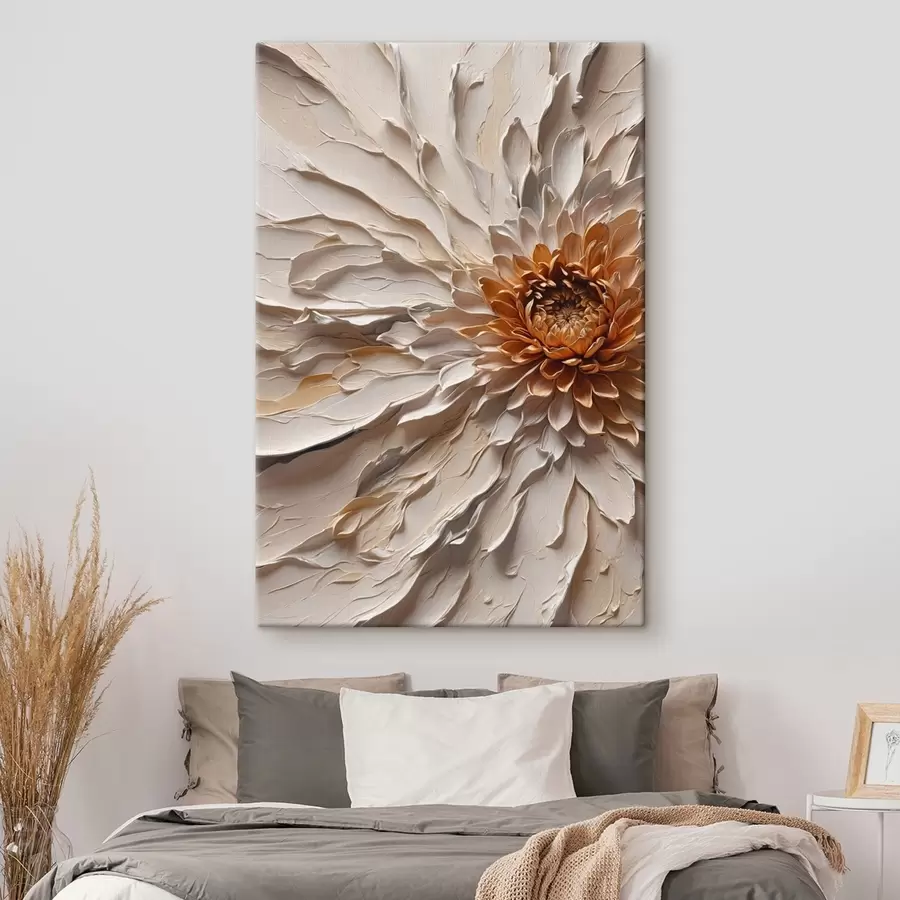 Tablouri Floare volumetrică cu petale cremoase și miez cald s44878