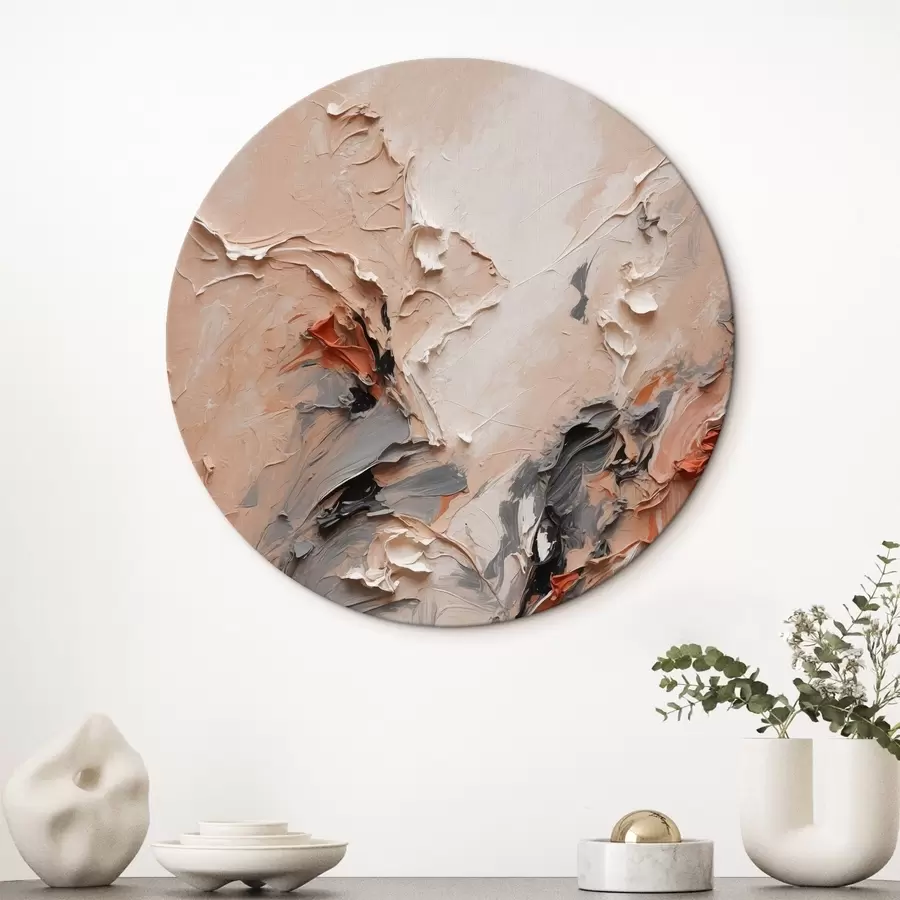 Tablouri Abstract în tonuri de gri piersică cu tușe texturate r44873