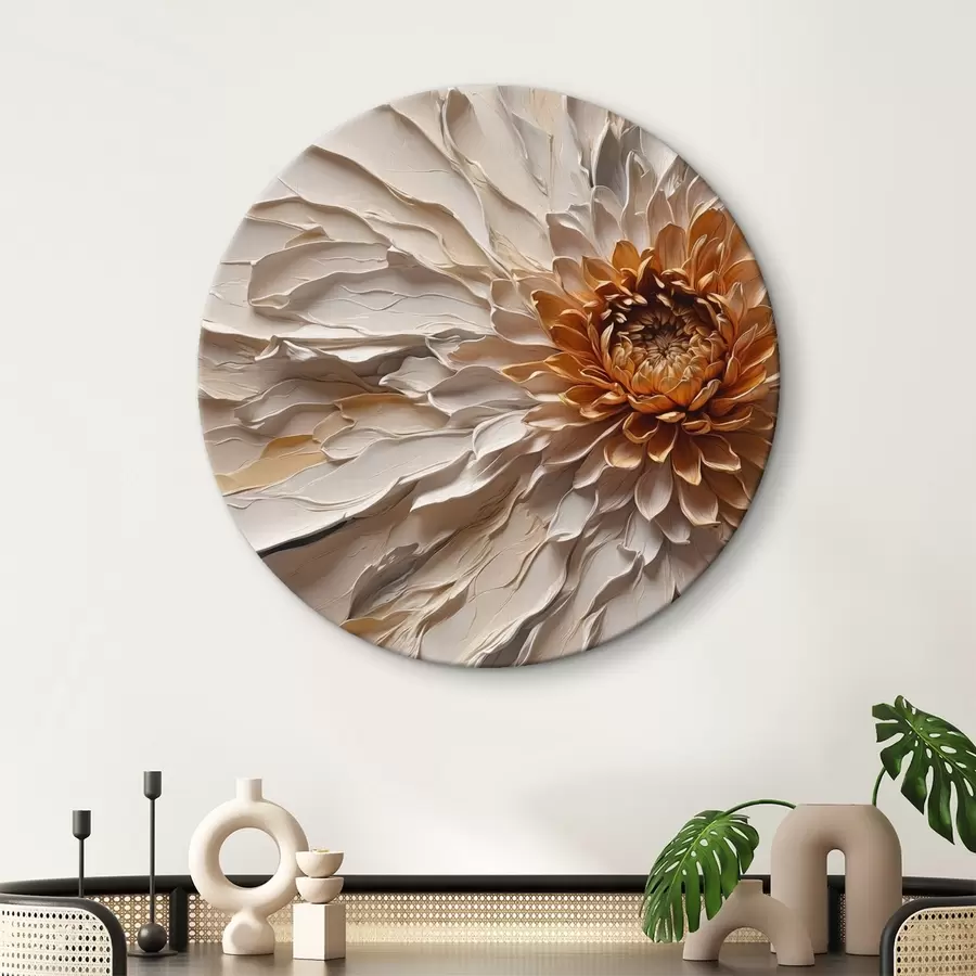 Tablouri Floare volumetrică cu petale cremoase și miez cald r44878