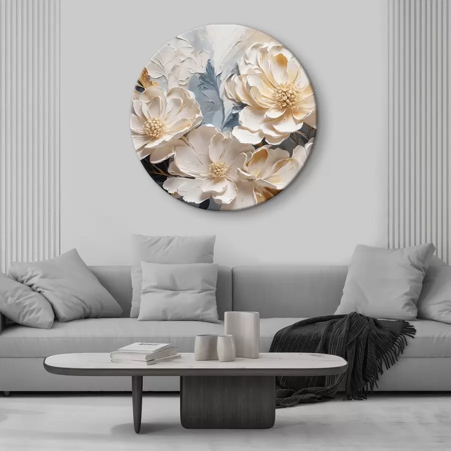 Tablouri Volumetric cremă bujori pe un fundal albastru deschis r44880